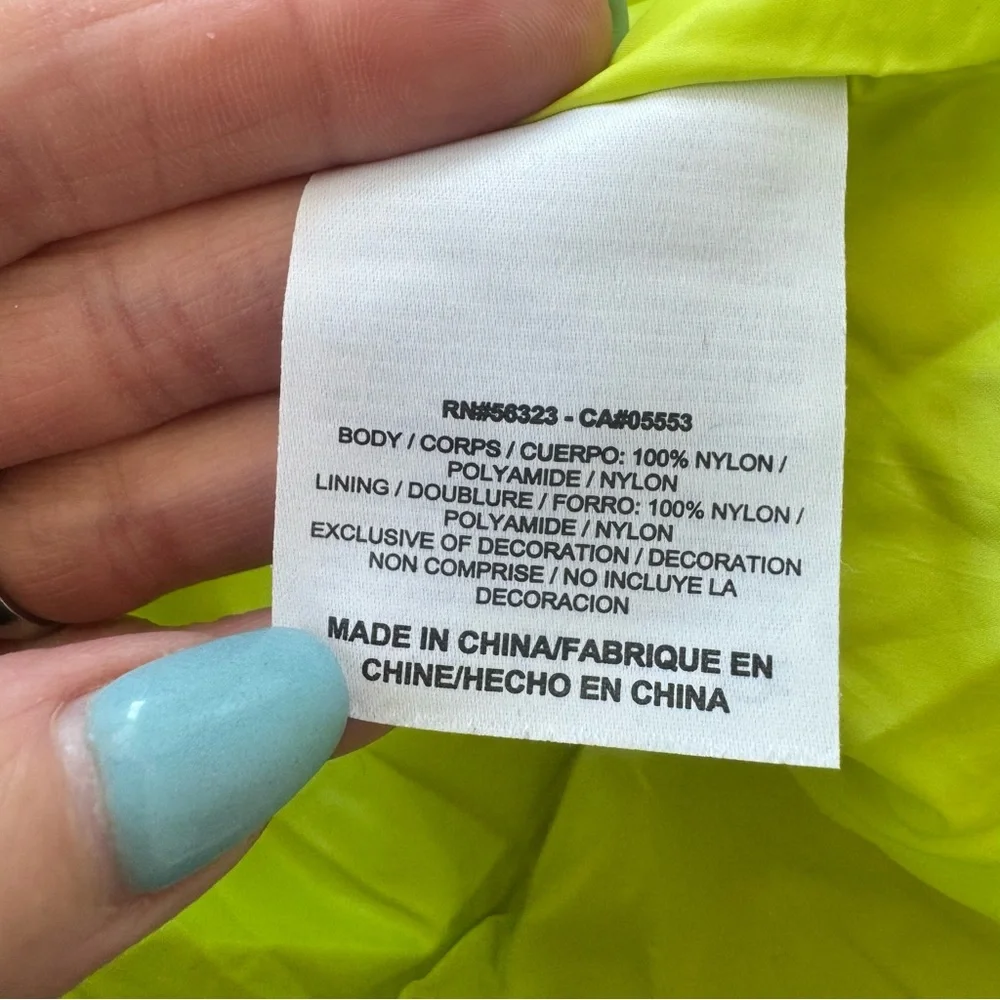 Nike Neon Green Yellow Packable Hooded Windbreaker Crop Jacket Semi Sheer S - Picture 5 of 8